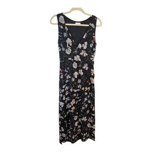 H&M Sleeveless VNeck Black Floral Maxi Dress Size 8
